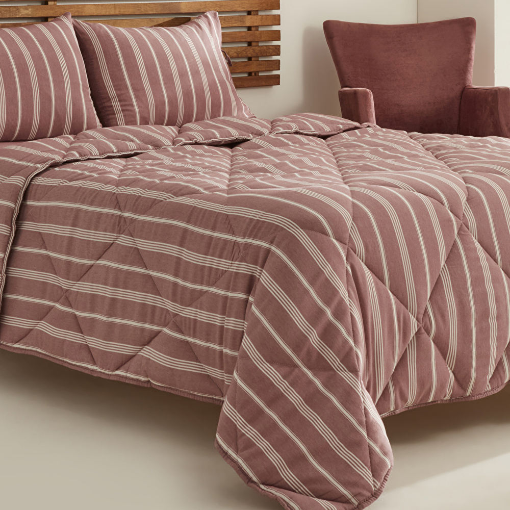 Sarah Anderson Barlet Tek Kişilik Comfort Set/Uyku Seti Çizgili Bordo  görseli 3