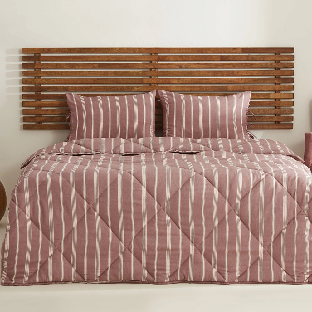 Sarah Anderson Barlet Tek Kişilik Comfort Set/Uyku Seti Çizgili Bordo  görseli 1