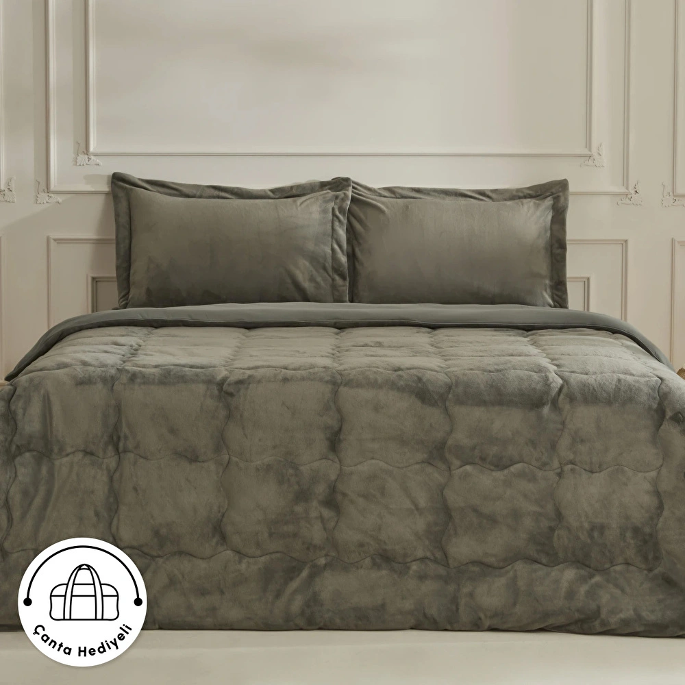 Karaca Home Flufy Çift Kişilik Soft Dream Comfort Set/Uyku Seti Haki görseli 3