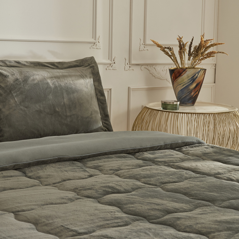Karaca Home Flufy Çift Kişilik Soft Dream Comfort Set/Uyku Seti Haki görseli 4