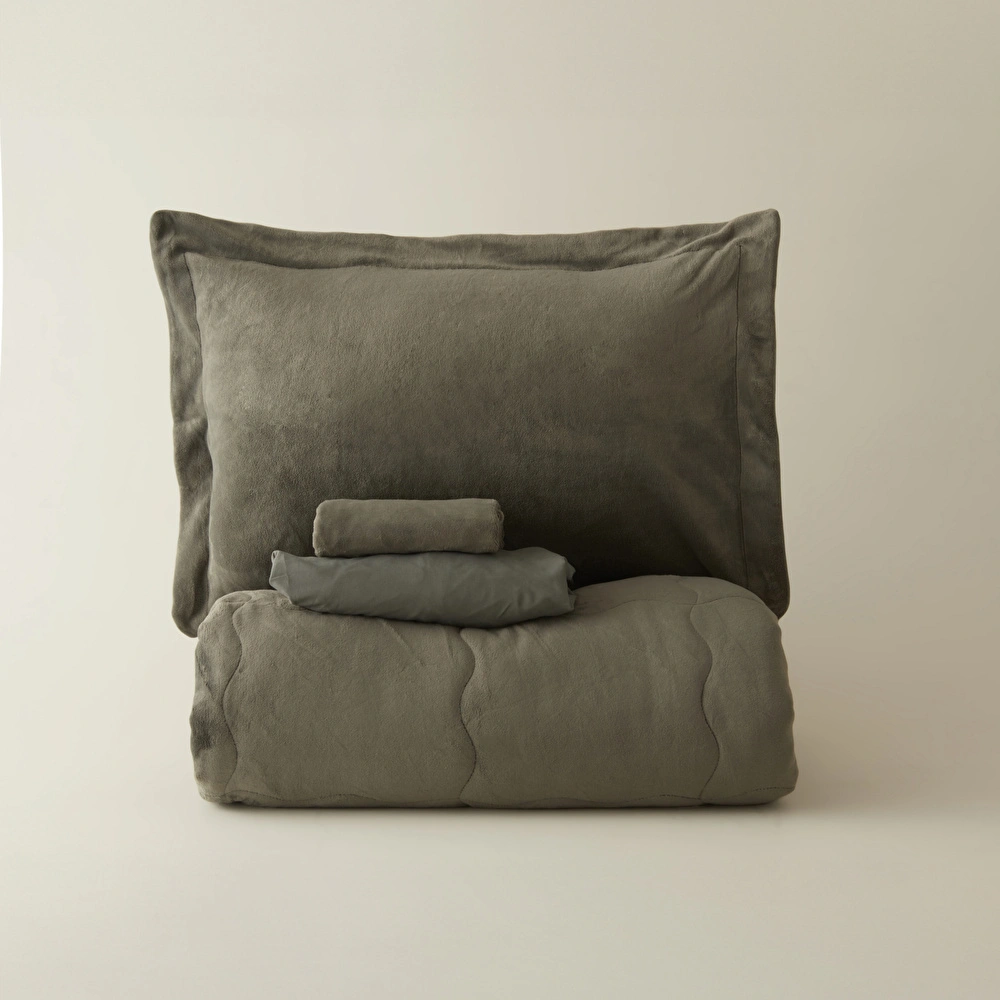 Karaca Home Flufy Çift Kişilik Soft Dream Comfort Set/Uyku Seti Haki görseli 8