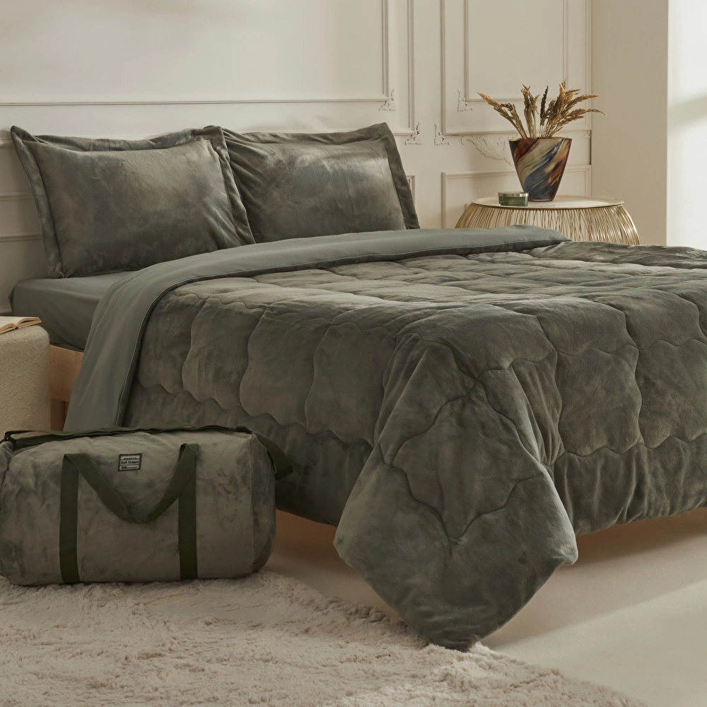 Karaca Home Flufy Tek Kişilik Soft Dream Comfort Set/Uyku Seti Haki görseli 2