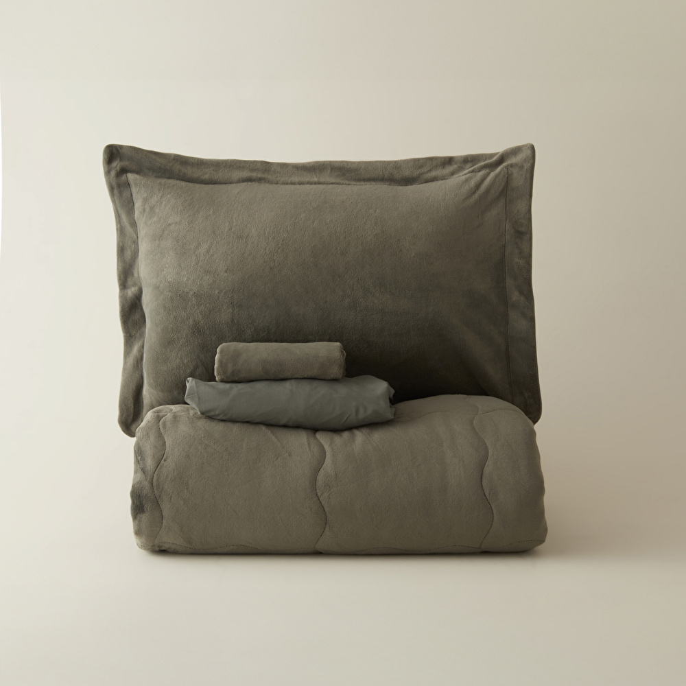 Karaca Home Flufy Tek Kişilik Soft Dream Comfort Set/Uyku Seti Haki görseli 8