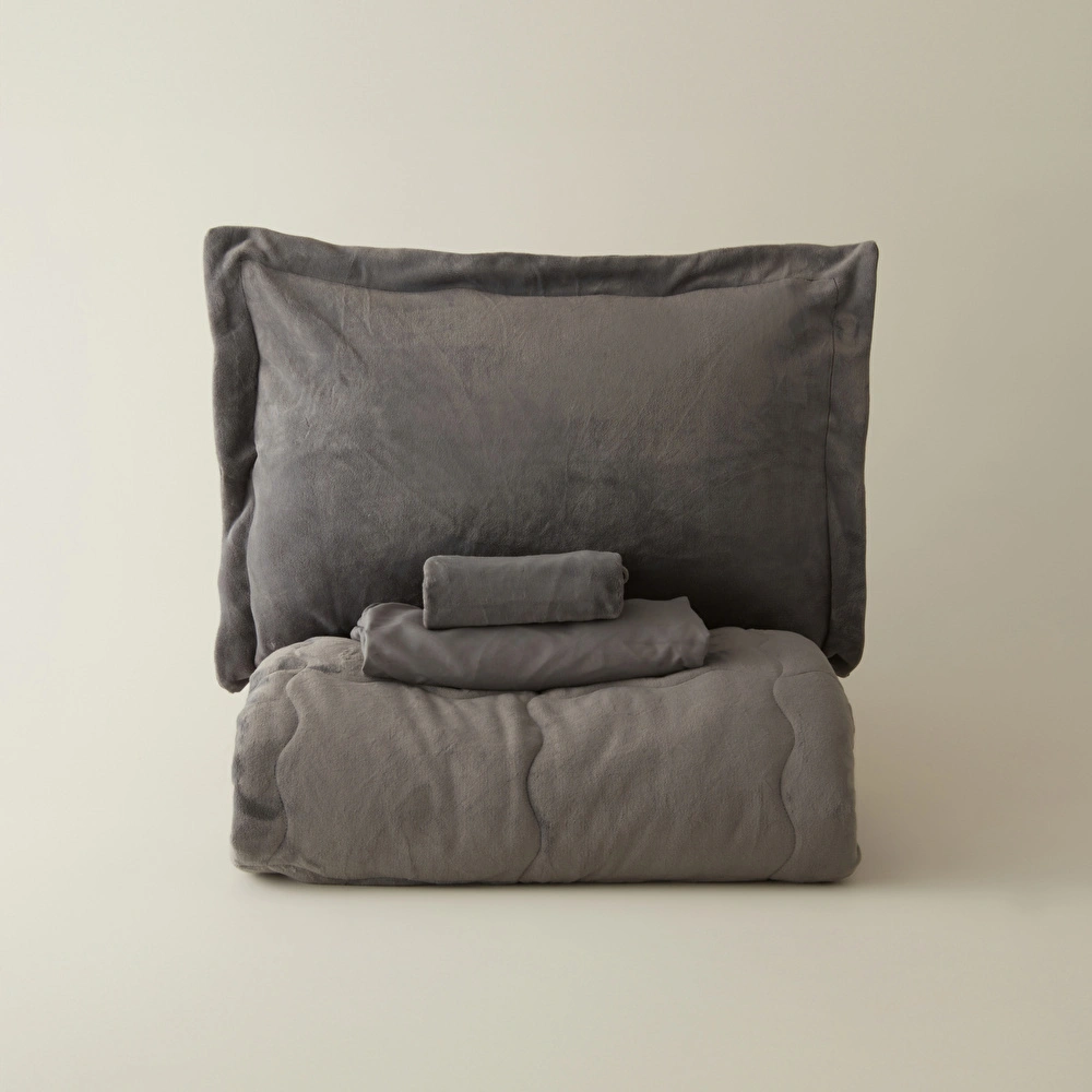 Karaca Home Flufy Çift Kişilik Soft Dream Comfort Set/Uyku Seti Antrasit görseli 6