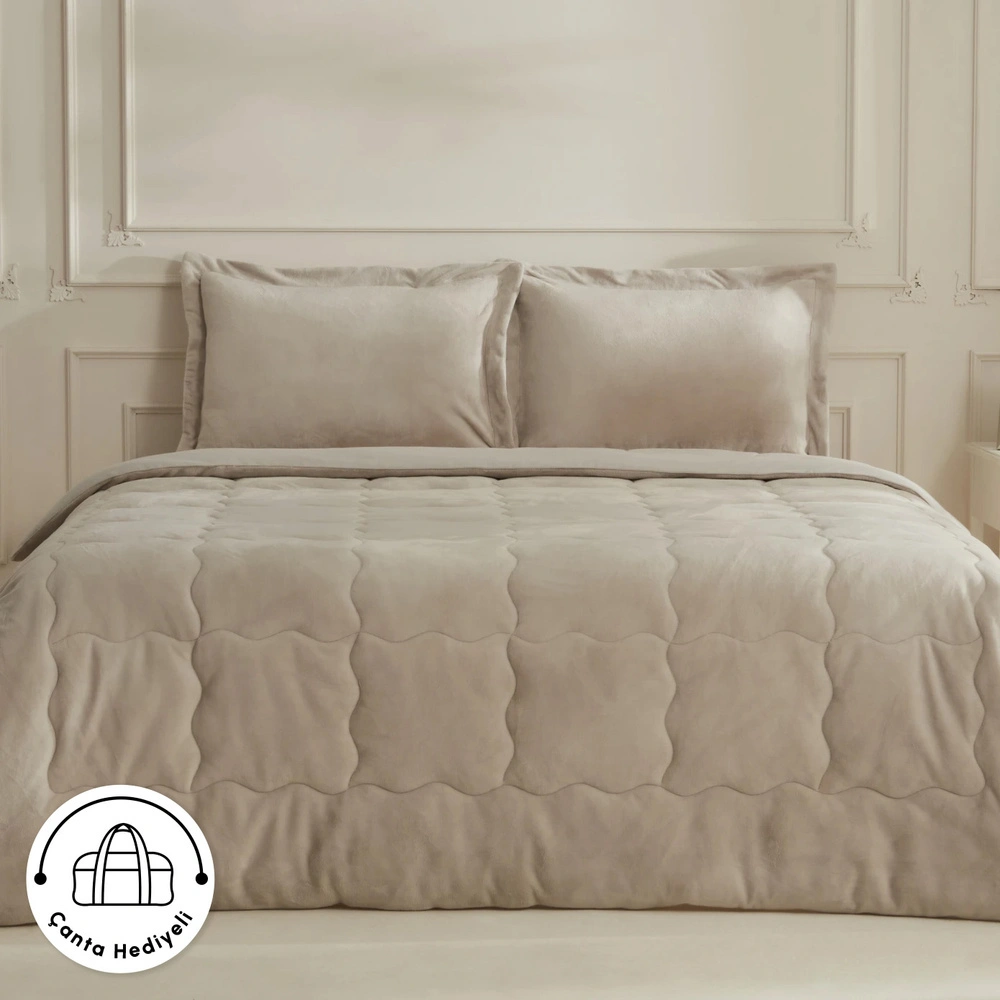 Karaca Home Flufy Çift Kişilik Soft Dream Comfort Set/Uyku Seti Bej görseli 3