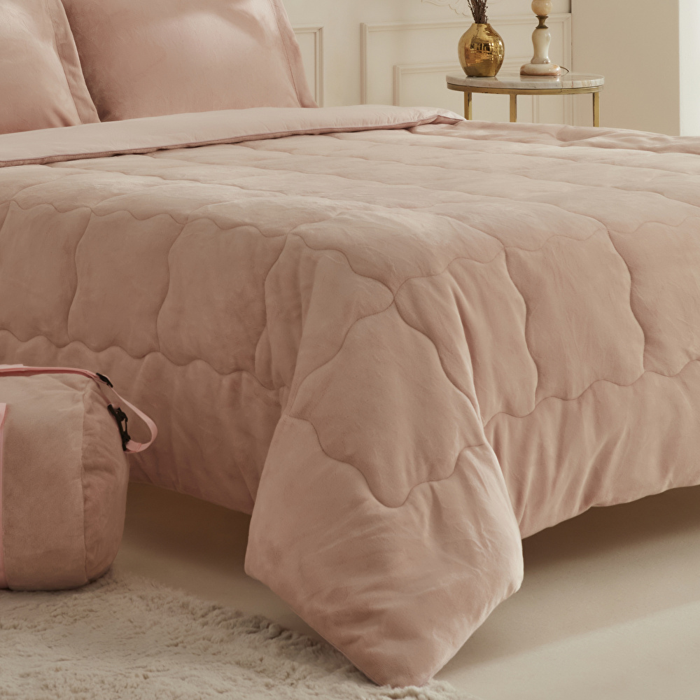 Karaca Home Flufy Çift Kişilik Soft Dream Comfort Set/Uyku Seti Pudra görseli 2