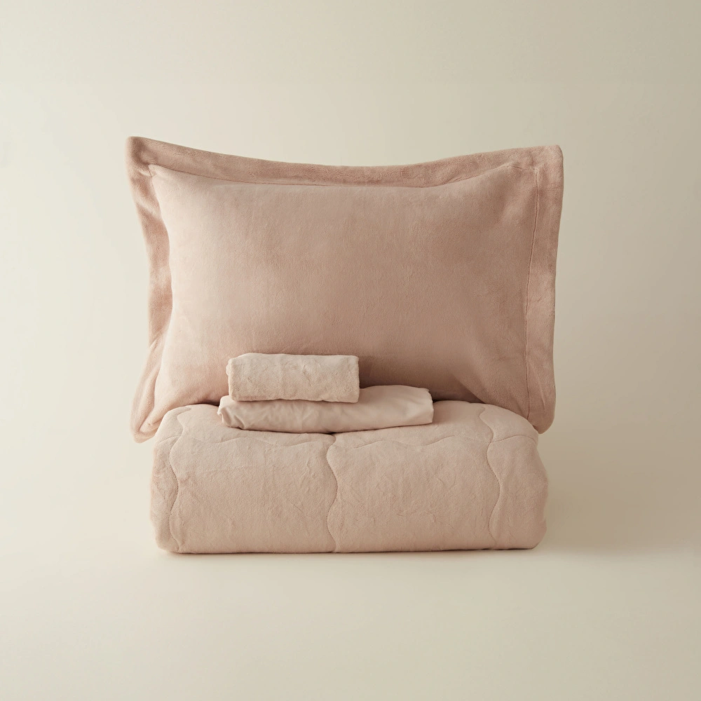 Karaca Home Flufy Çift Kişilik Soft Dream Comfort Set/Uyku Seti Pudra görseli 8