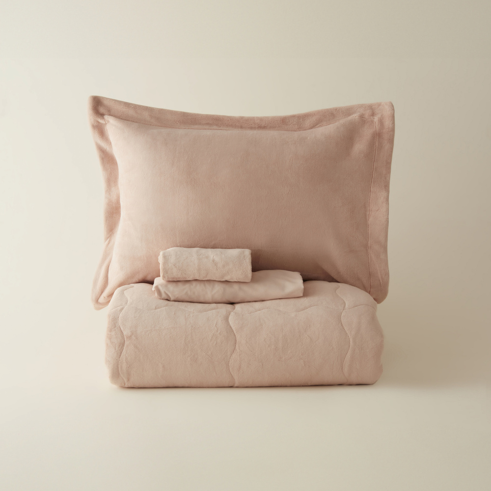 Karaca Home Flufy Tek Kişilik Soft Dream Comfort Set/Uyku Seti Pudra görseli 8