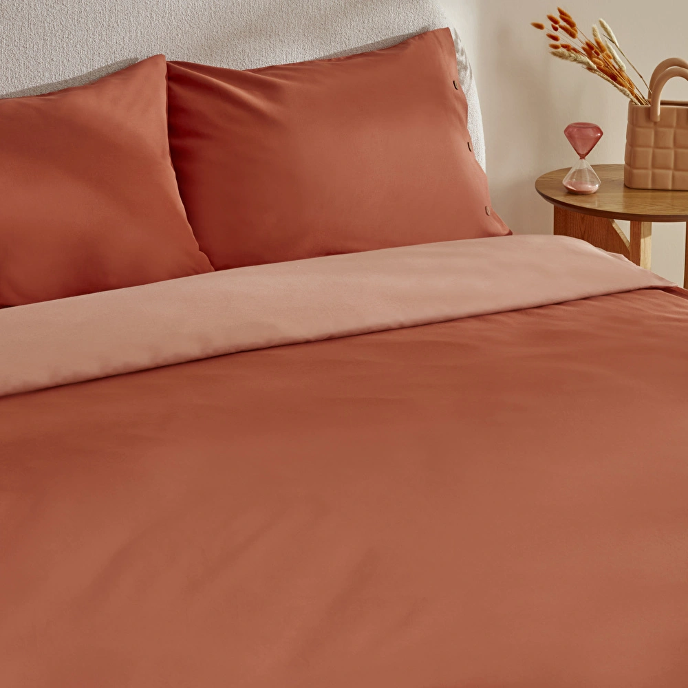 Karaca Home Basis %100 Pamuk Tek Kişilik Nevresim Takımı Terracota görseli 5