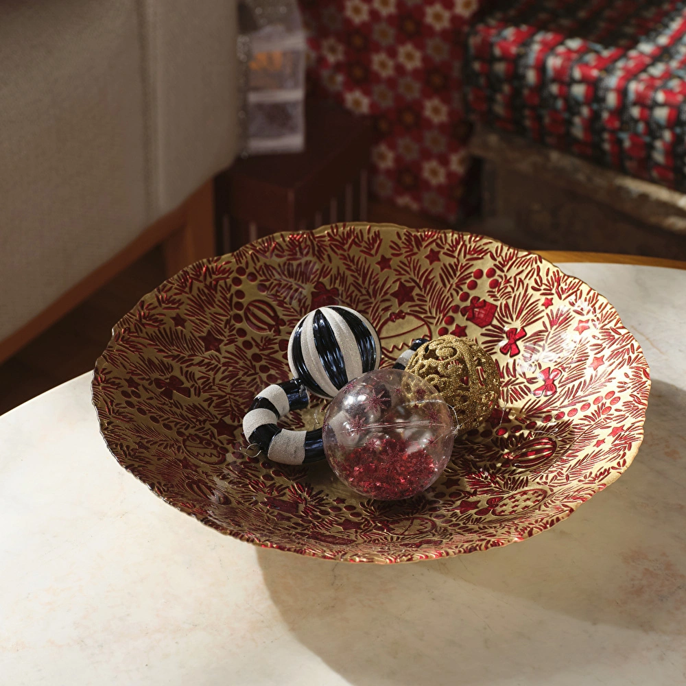 Karaca Home New Year Yılbaşı Festive Dekoratif Tabak Gold görseli 1