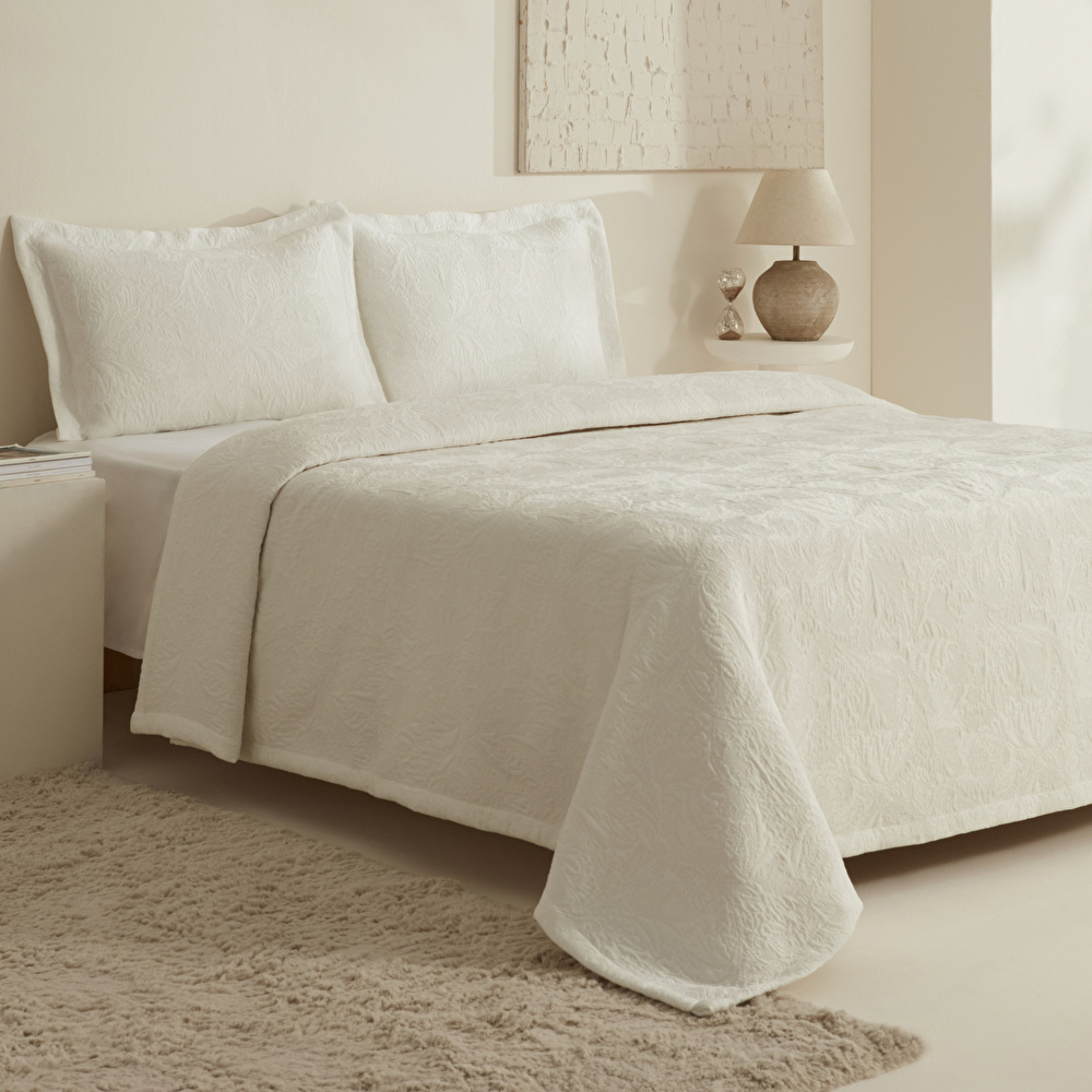 Karaca Home Olivia Çift Kişilik Yatak Örtüsü Seti Offwhite görseli 2