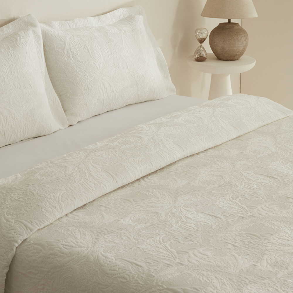 Karaca Home Olivia Çift Kişilik Yatak Örtüsü Seti Offwhite görseli 3