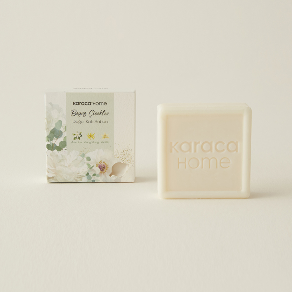Karaca Home Beyaz Çiçekler Doğal Katı Sabun 100 gr görseli 6