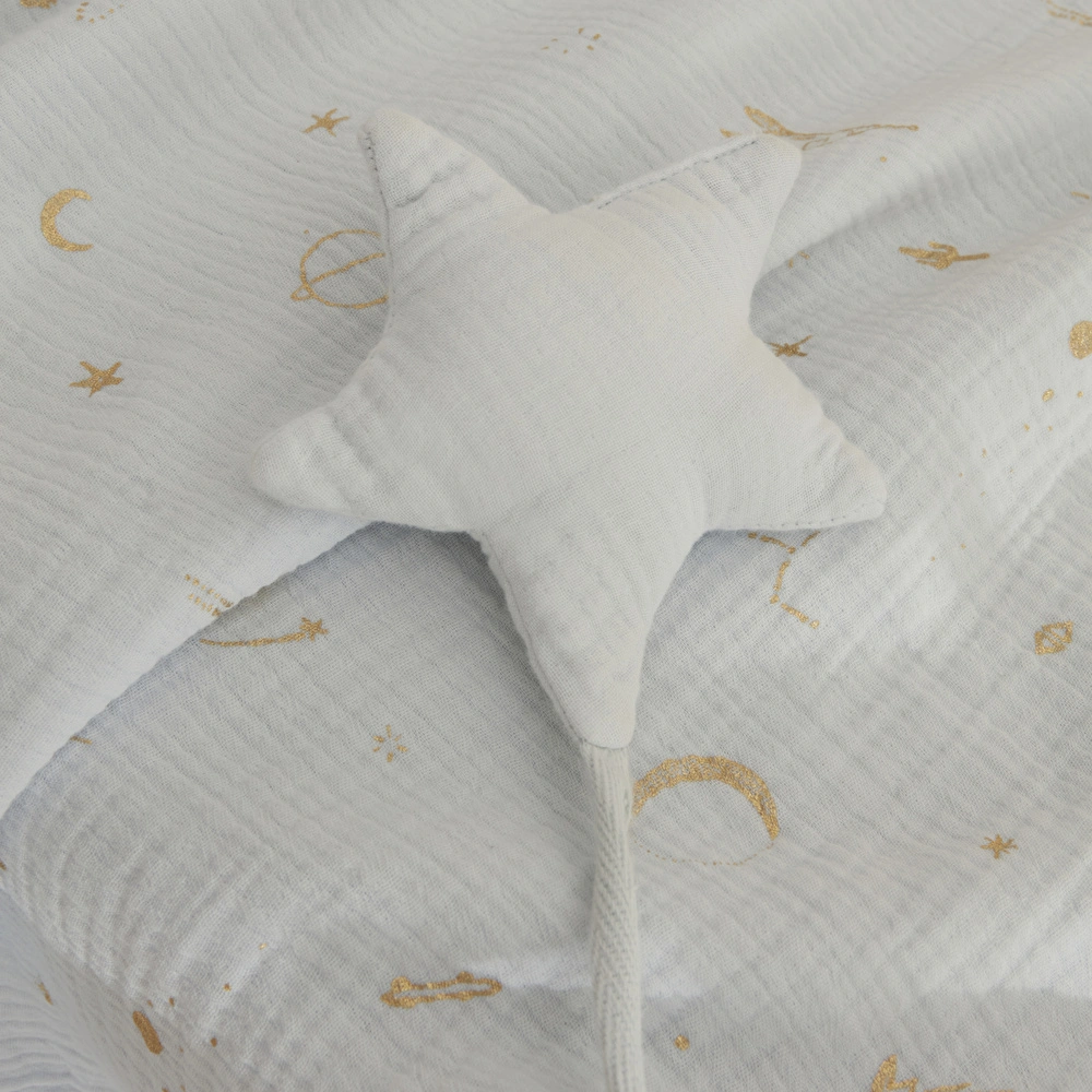Karaca Home Starry Müslin %100 Pamuk Bebek Battaniye Mavi 70x100 cm görseli 2