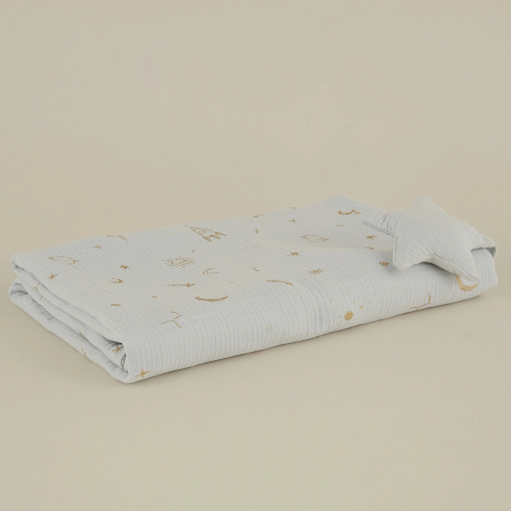 Karaca Home Starry Müslin %100 Pamuk Bebek Battaniye Mavi 70x100 cm görseli 4