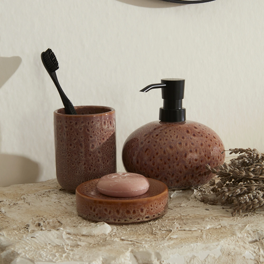 Karaca Home Olivia 3'lü Banyo Aksesuar Seti Mürdüm  görseli 1