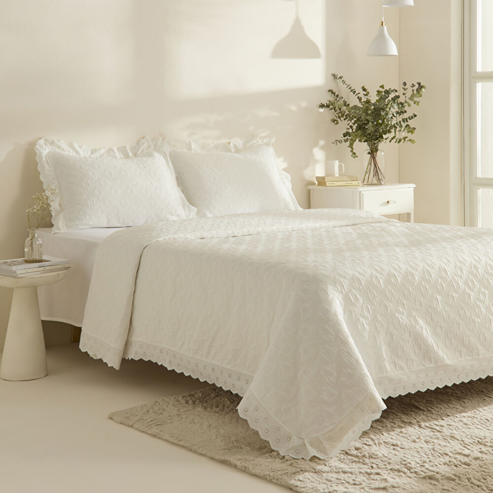 Karaca Home Arya Çift Kişilk Yatak Örtüsü Seti Offwhite thumbnail 2
