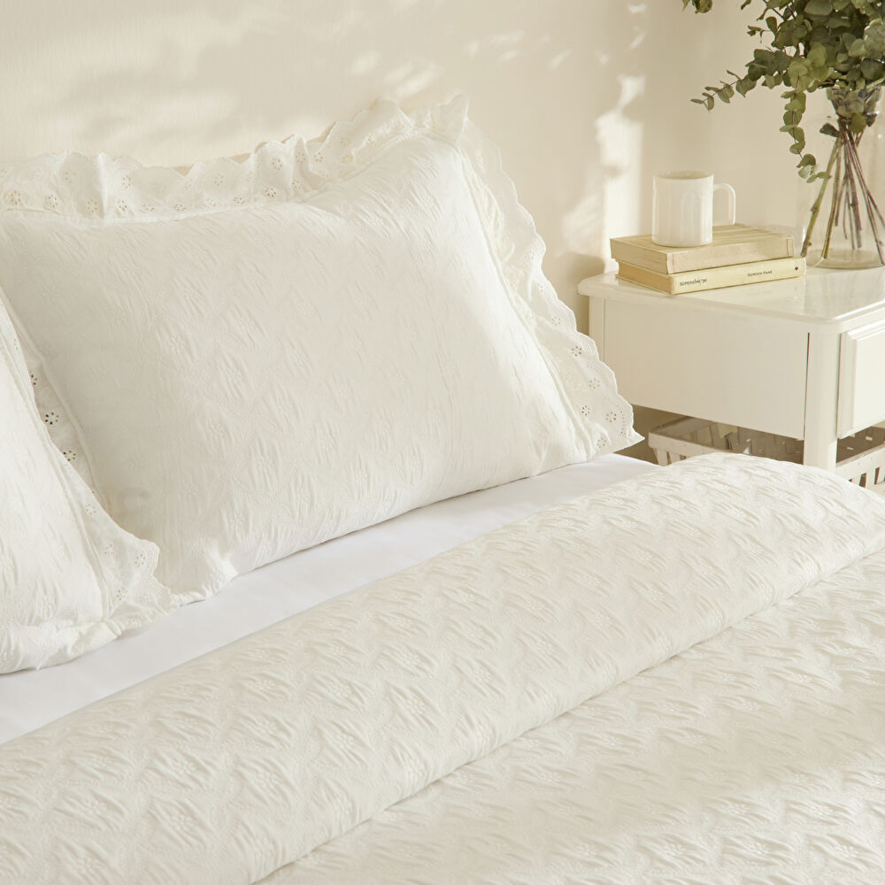 Karaca Home Arya Çift Kişilk Yatak Örtüsü Seti Offwhite thumbnail 3