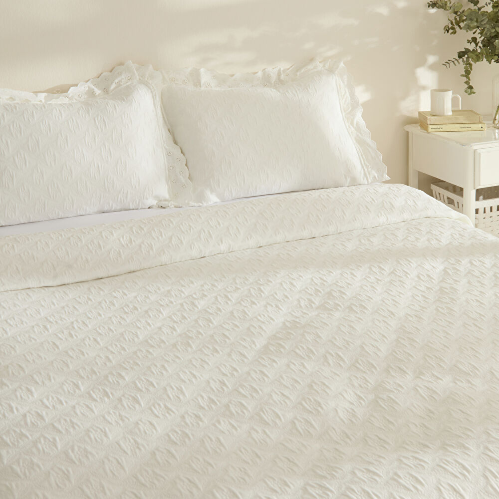 Karaca Home Arya Çift Kişilk Yatak Örtüsü Seti Offwhite thumbnail 7