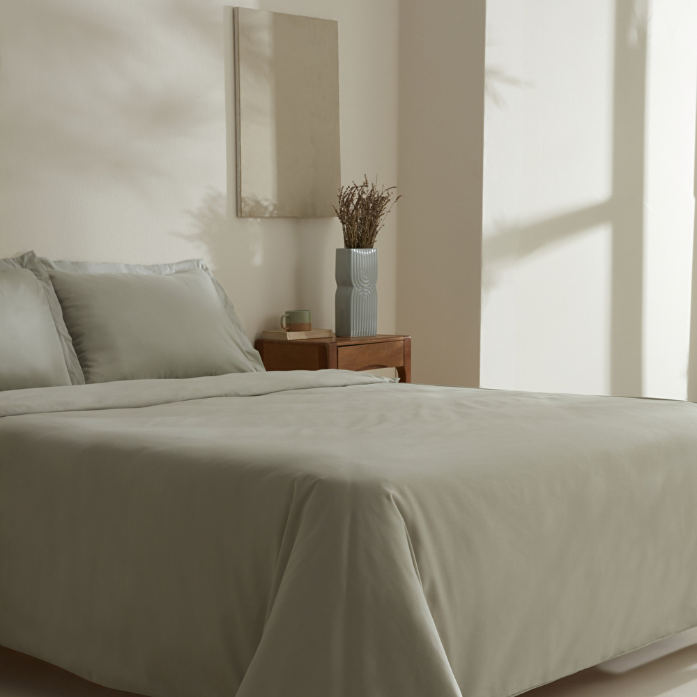 Karaca Home Jemma 120 Tel %100 Pamuk Saten Çift Kişilik Nevresim Takımı Yeşil görseli 2