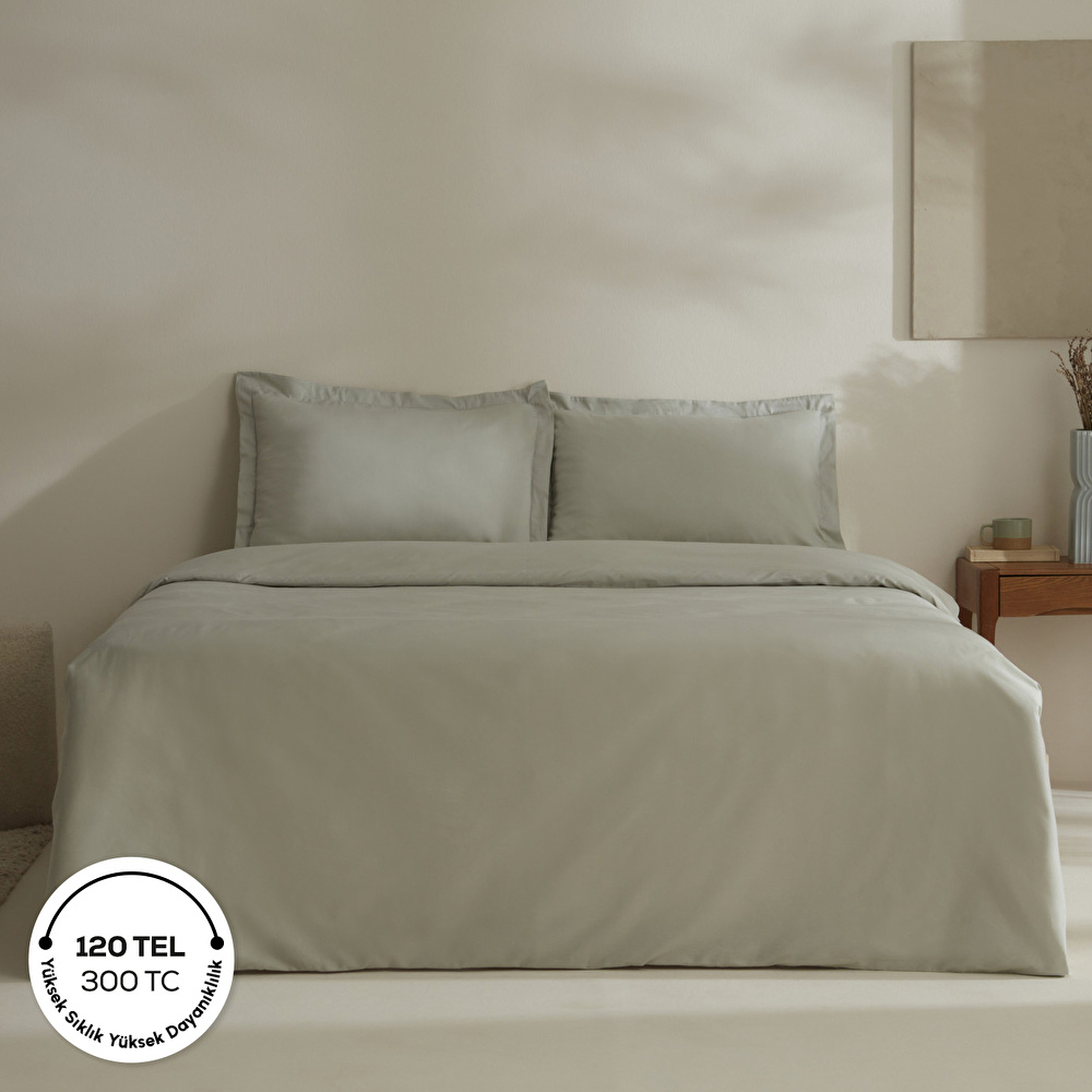 Karaca Home Jemma 120 Tel %100 Pamuk Saten Çift Kişilik Nevresim Takımı Yeşil görseli 1