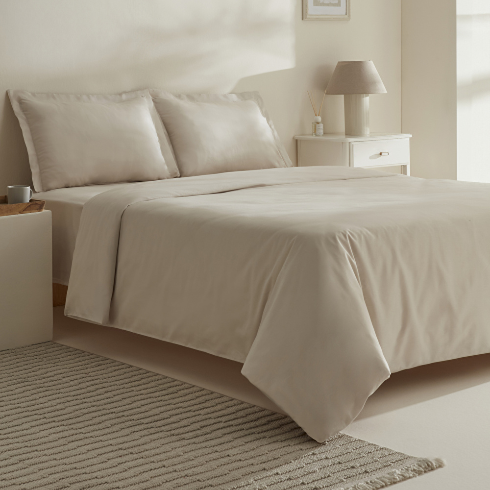 Karaca Home Jemma 120 Tel %100 Pamuk Saten Çift Kişilik Nevresim Takımı Bej görseli 2