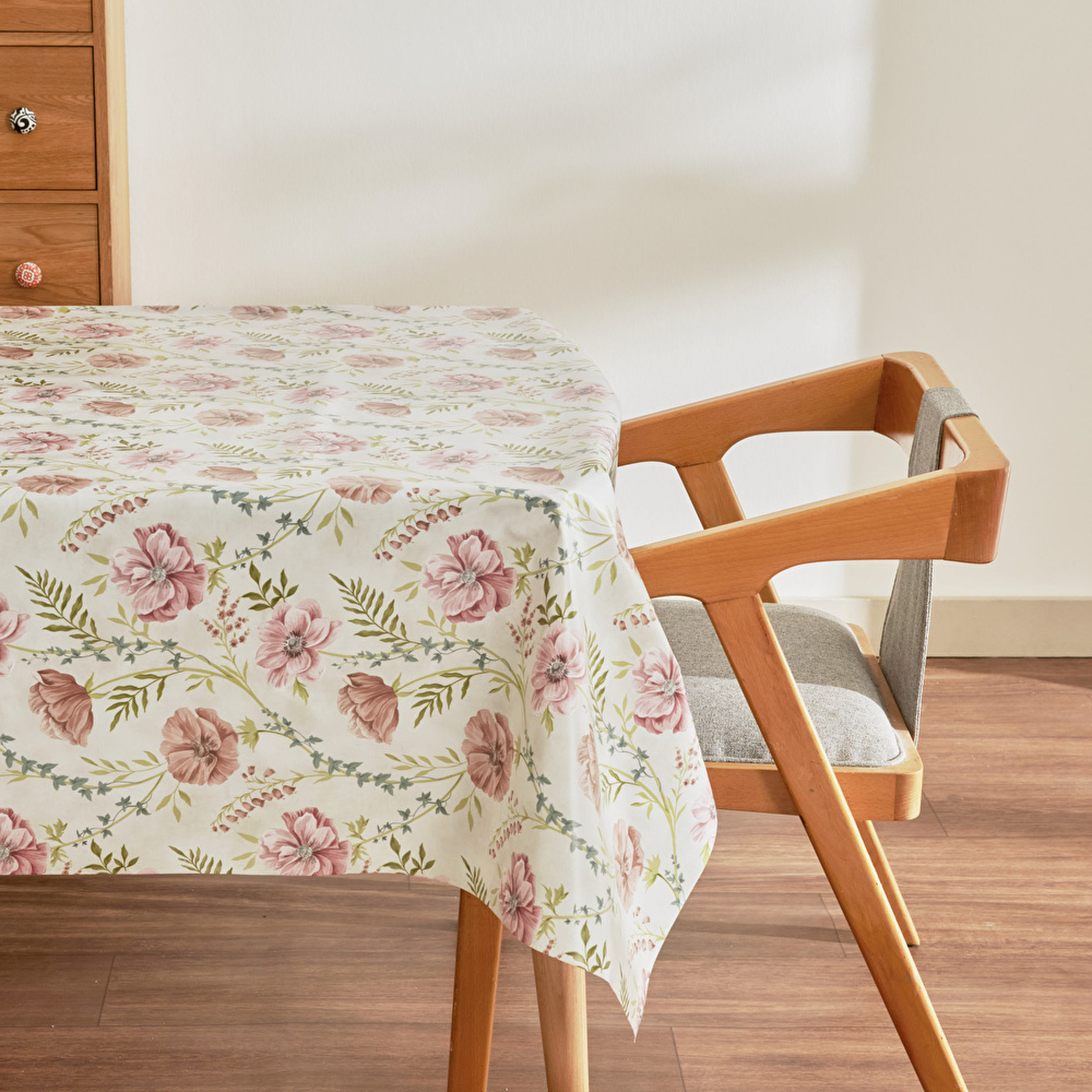  Karaca Home Hera Çiçekli Pvc Masa Örtüsü Ekru görseli 1