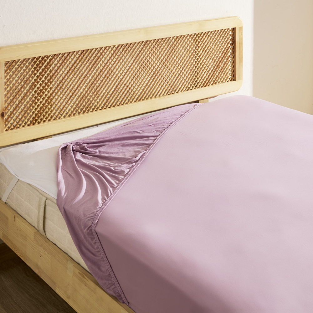 Karaca Home Penye Çift Kişilik %100 Pamuk Lastikli Çarşaf Pembe görseli 1