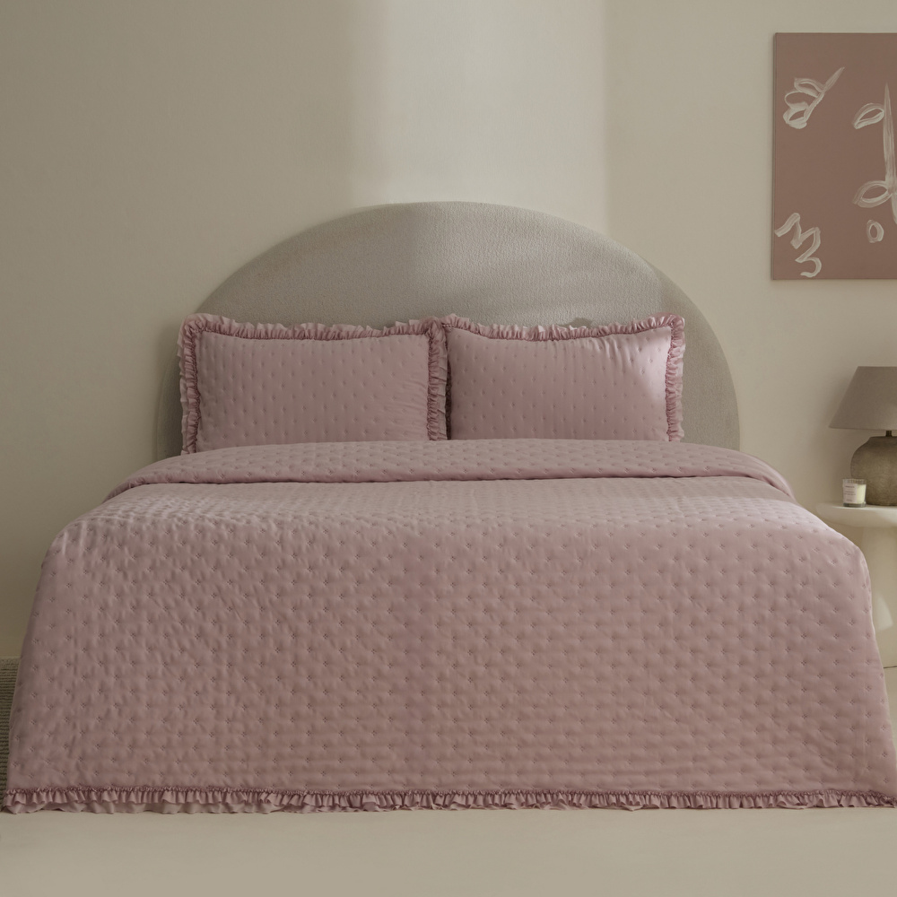 Karaca Home Viona Çift Kişilik Yatak Örtüsü Seti Pudra görseli 1