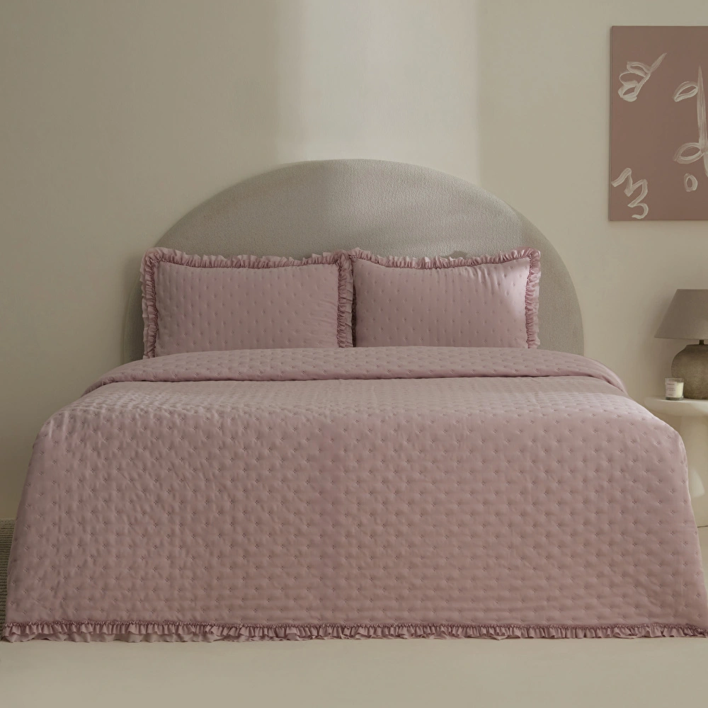 Karaca Home Viona Tek Kişilik Yatak Örtüsü Seti Pudra görseli 1