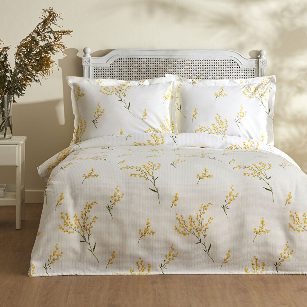 Karaca Home Loretta %100 Pamuk Tek Kişilik Pike Takımı Sarı görseli 1
