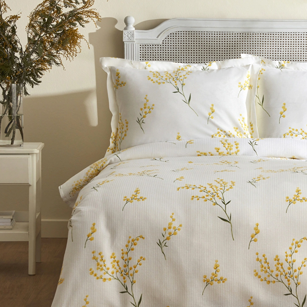 Karaca Home Loretta %100 Pamuk Tek Kişilik Pike Takımı Sarı görseli 2