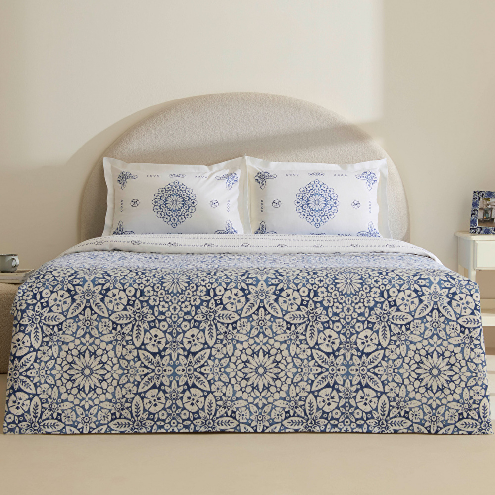 Karaca Home Ida %100 Pamuk Çift Kişilik Pike Takımı Mavi görseli 1