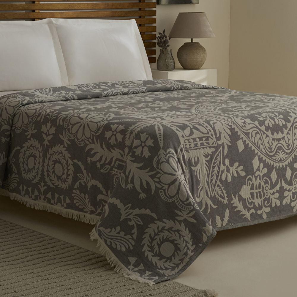 Karaca Home Avery Müslin Çift Kişilik Tek Pike Gri görseli 2