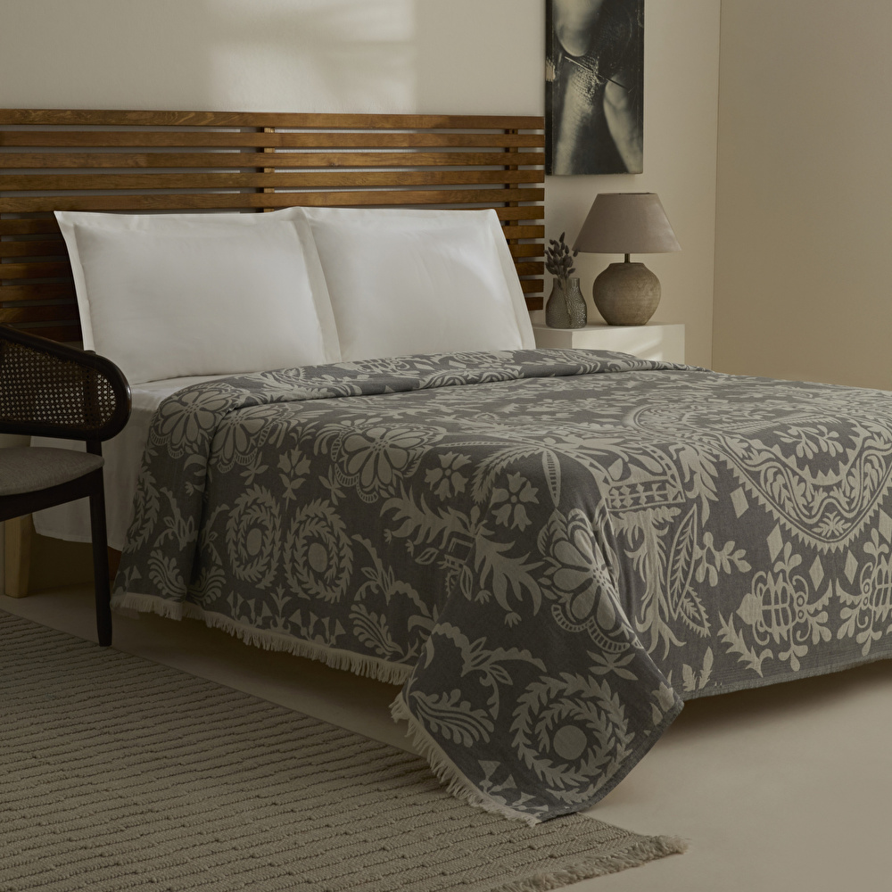 Karaca Home Avery Müslin Çift Kişilik Tek Pike Gri görseli 8