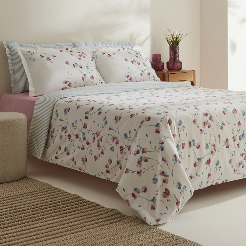 Karaca Home Lilian %100 Pamuk 120 Tel Çift Kişilik Nevresim Takımı Pembe  görseli 2