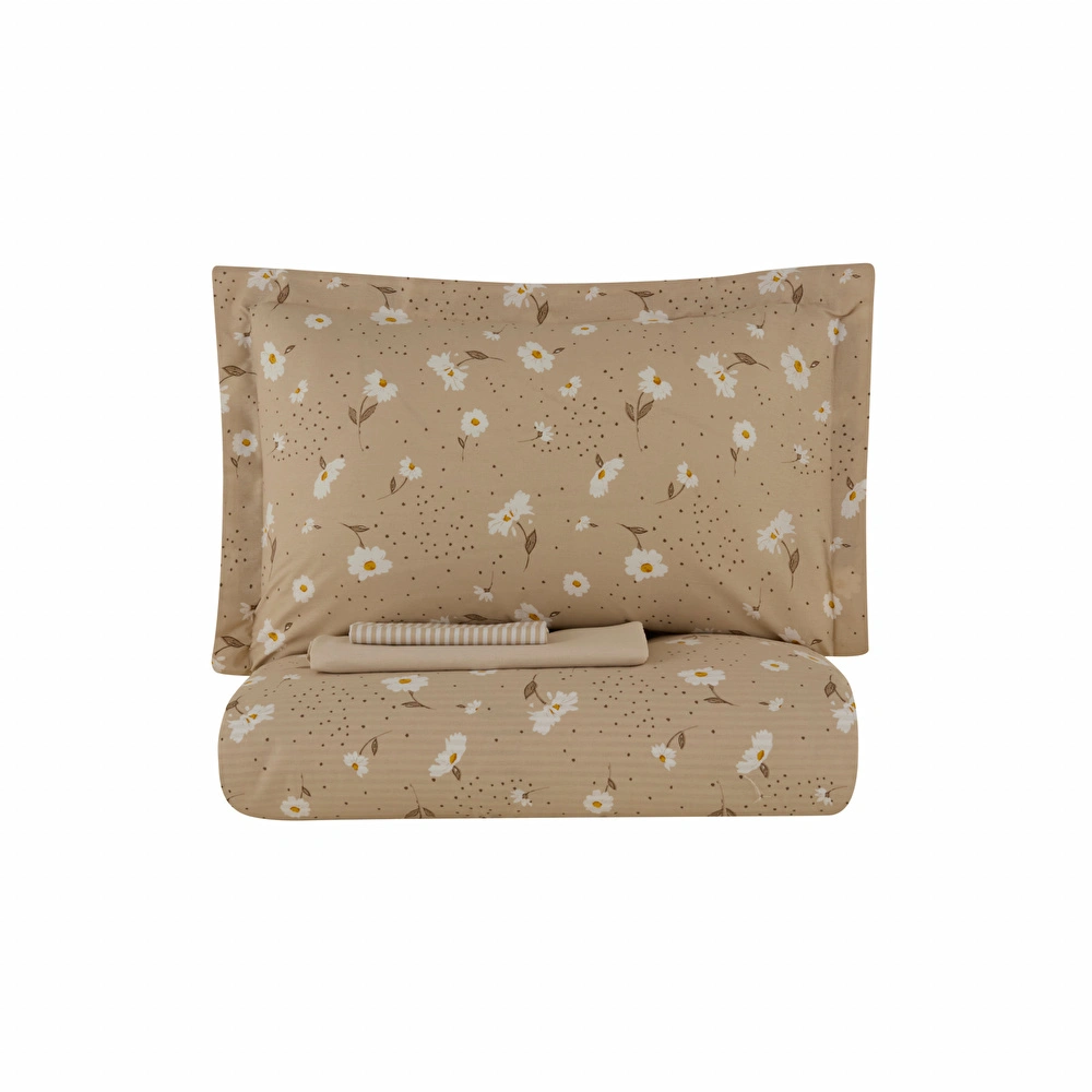 Karaca Home Daisy %100 Pamuk Çift Kişilik Nevresim Takımı Bej görseli 11
