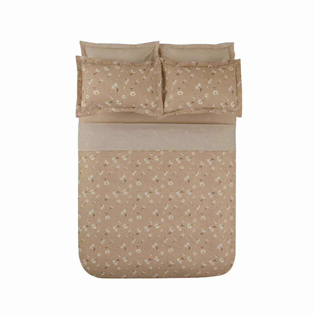 Karaca Home Daisy %100 Pamuk Çift Kişilik Nevresim Takımı Bej görseli 12