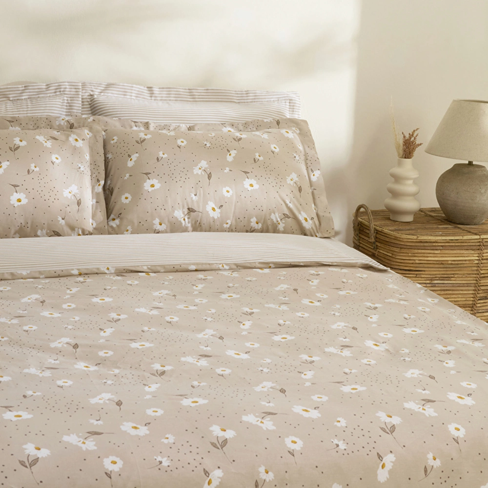 Karaca Home Daisy %100 Pamuk Çift Kişilik Nevresim Takımı Bej görseli 5