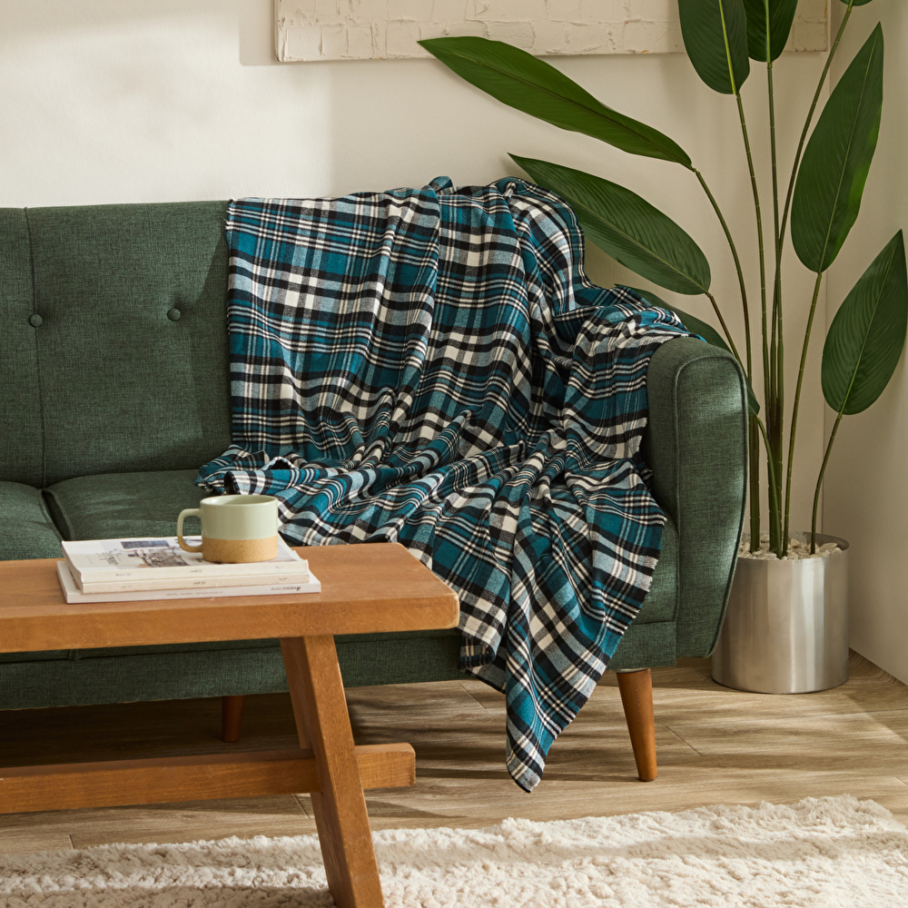 Karaca Home Flanel Throw Tv Battaniyesi Petrol Yeşili görseli 1