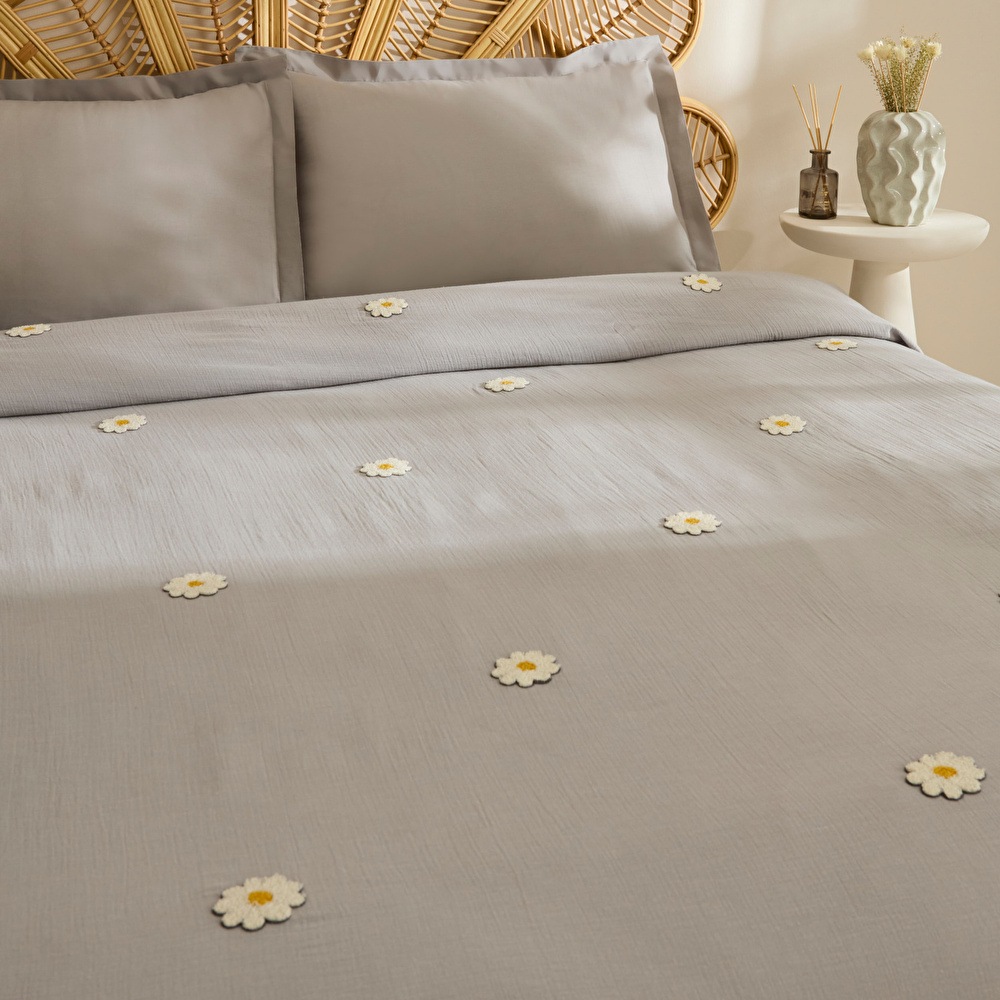 Karaca Home Liona %100 Pamuk Müslin Çift Kişilik Pike Takımı Gri  görseli 5