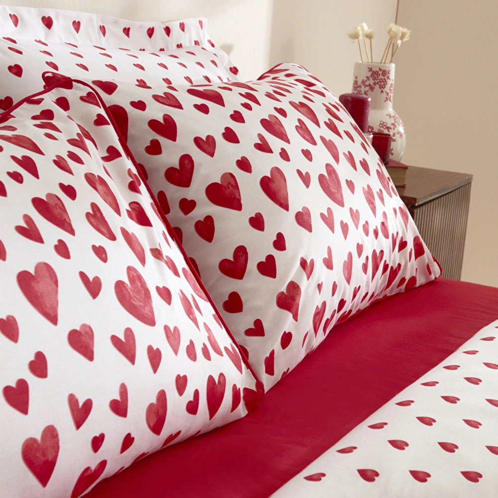 Karaca Home Amour Bliss Kalp Desenli %100 Pamuk Çift Kişilik Nevresim Takımı Kırmızı görseli 6