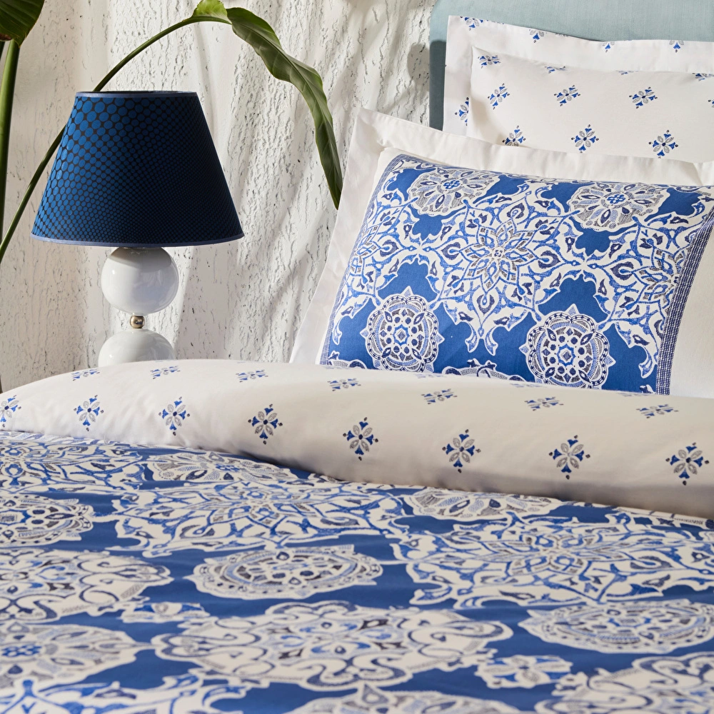 Karaca Home Leodinas %100 Pamuk Çift Kişilik Nevresim Takımı Mavi görseli 4
