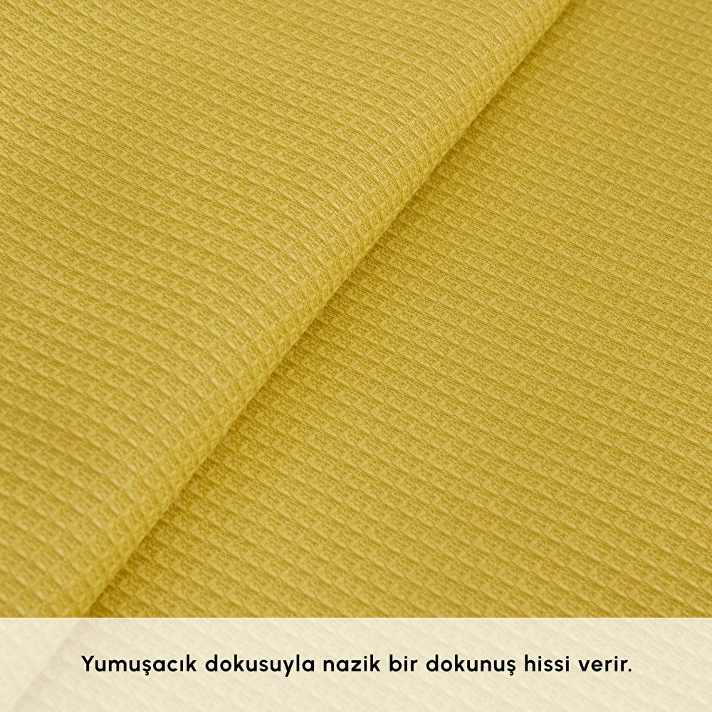 Karaca Home Lina Bambu Tek Kişilik Pike Takımı Sarı görseli 3