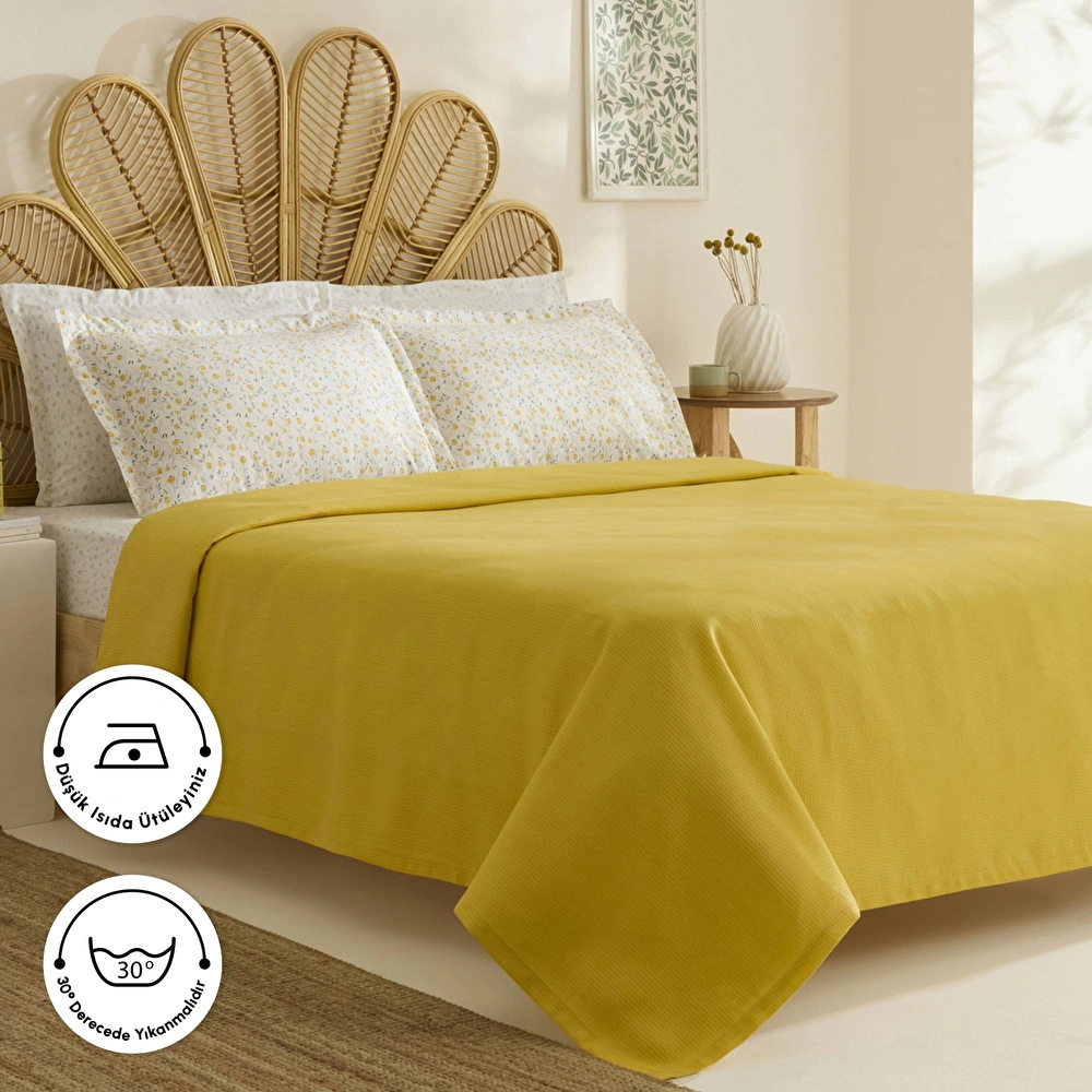 Karaca Home Lina Bambu Tek Kişilik Pike Takımı Sarı görseli 4