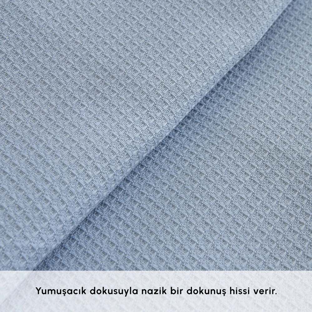 Karaca Home Lina Bambu Çift Kişilik Pike Takımı Mavi görseli 3