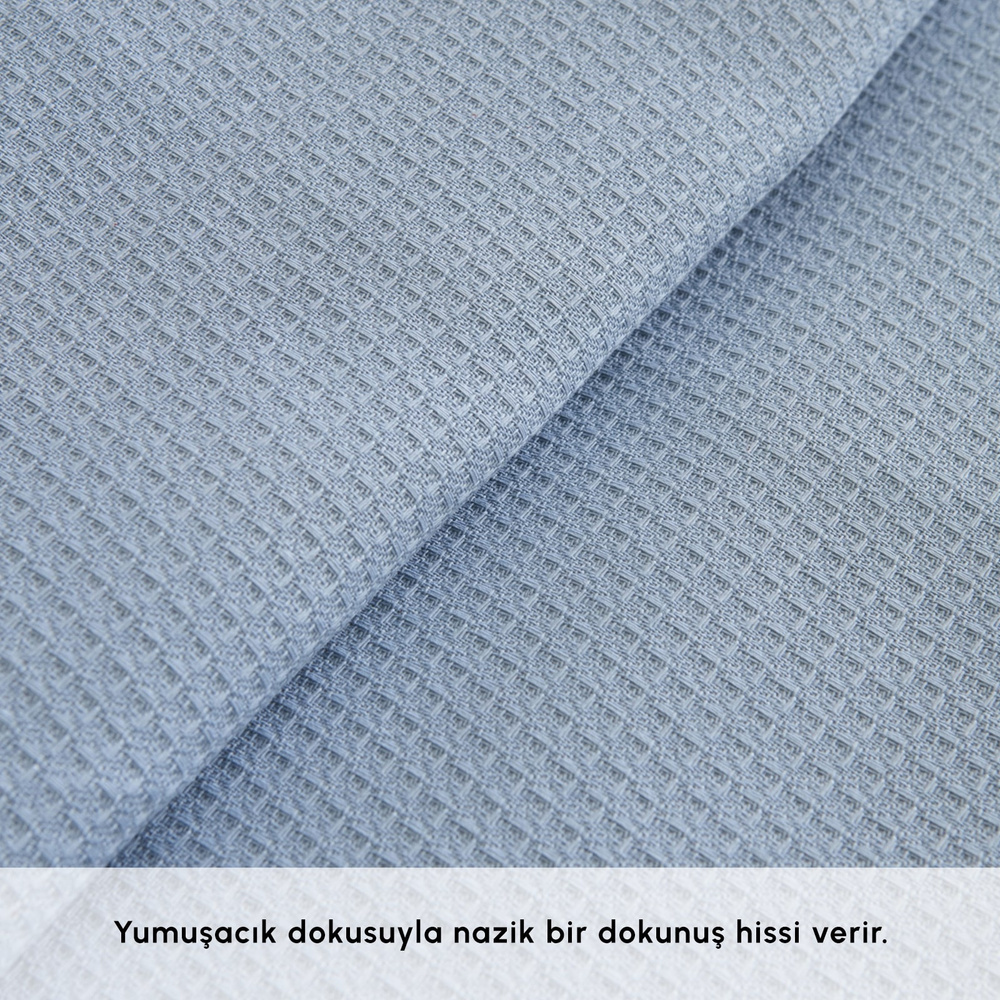 Karaca Home Lina Bambu Tek Kişilik Pike Takımı Mavi görseli 3