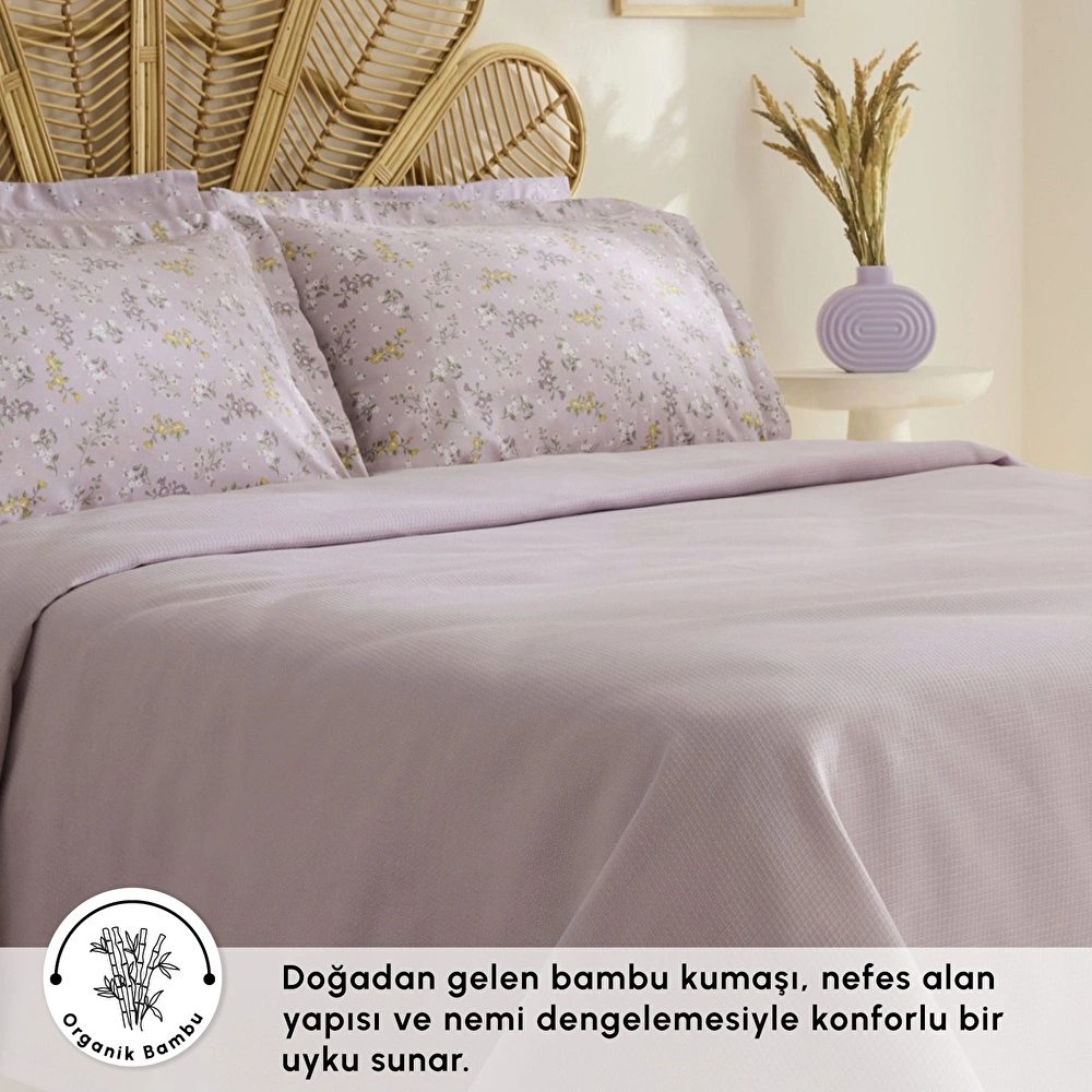 Karaca Home Noa Bambu Çift Kişilik Pike Takımı Açık Mürdüm görseli 5