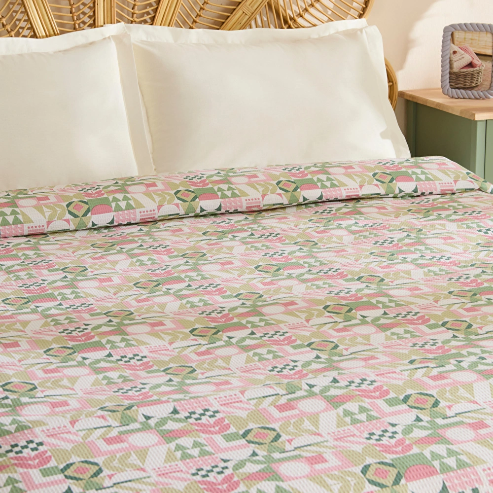 Karaca Home Tamina %100 Pamuk Çift Kişilik Tek Pike Gül Kurusu  görseli 5