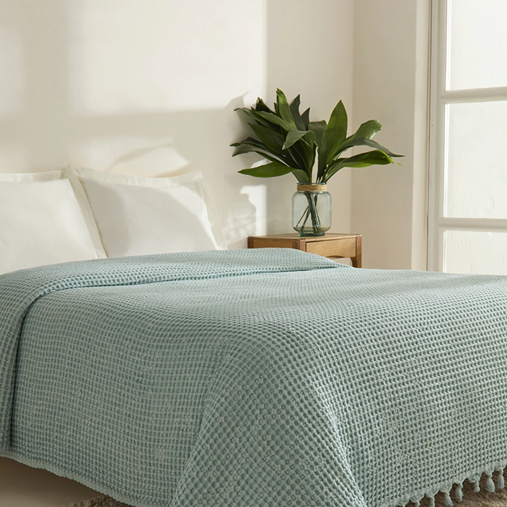 Karaca Home Mady Waffle Çift Kişilik Tek Pike Mavi görseli 2